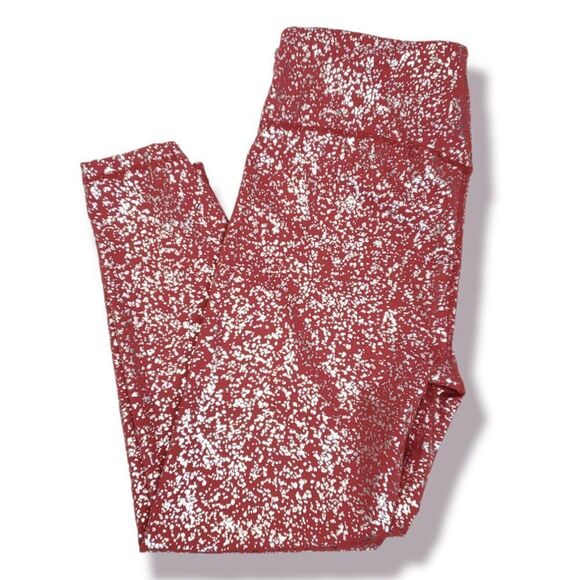Sweaty Betty Goddess 7/8 Workout Leggings Red Terrazzo Foil Print - Picture 2 of 8